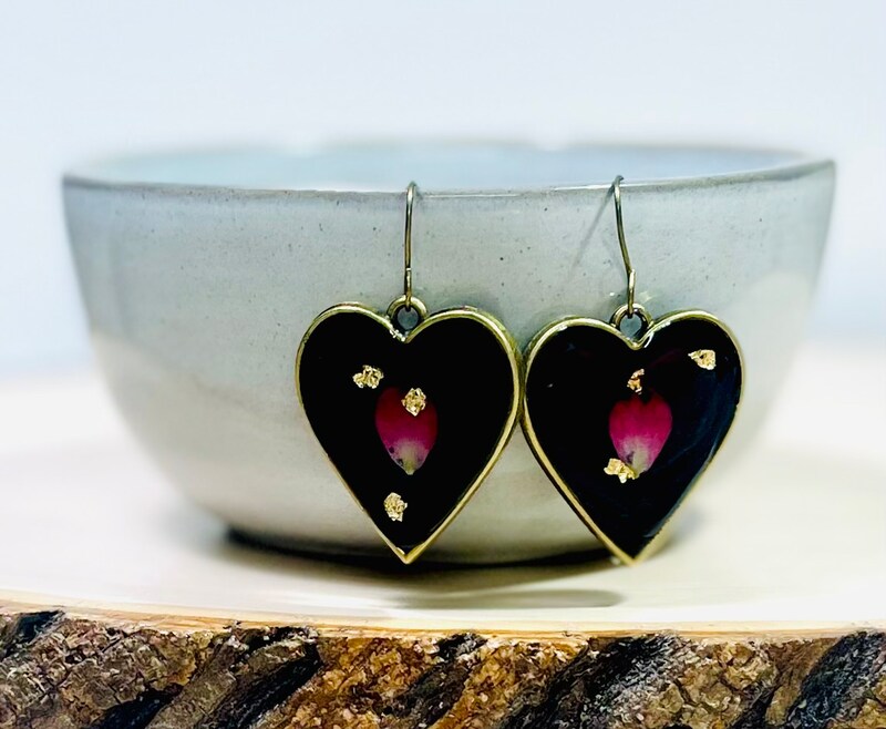 Dried Flower Rose Petal Resin Earrings Jewelry for Her Gift For